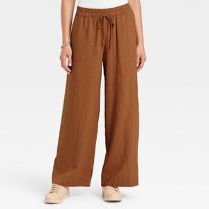 NWT Women's High-Rise Wide Leg Linen Pants
